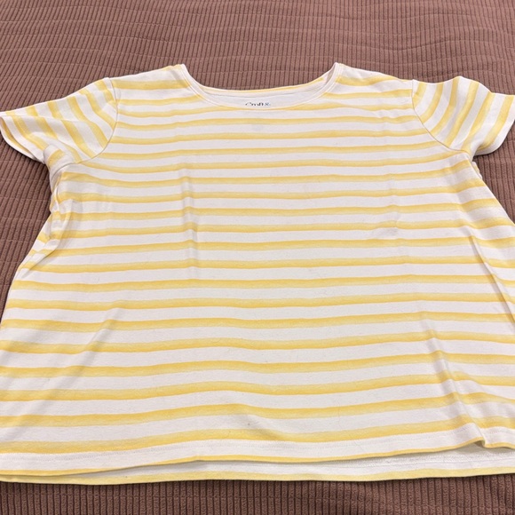 croft & barrow Tops - Croft & Barrow, gently used “The classic tee”,Size XXL, yellow and white striped